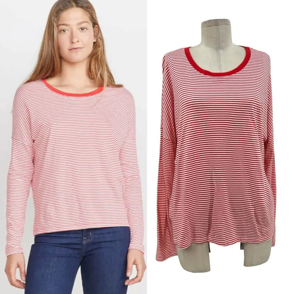 Marine Layer Valerie Longsleeve in Poinciana Red / White Size Large - Picture 1 of 13